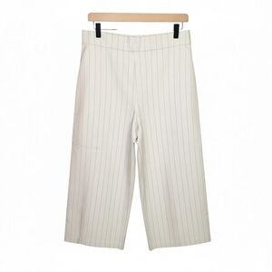 Pinstripe Wide Leg Pants White Black XL Lightweight Stretch Summer Officewear